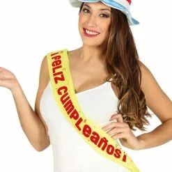 Banda Feliz Cumpleaños Amarilla Para Adulto