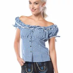 Camisa Oktoberfest Azul Y Blanca Para Mujer
