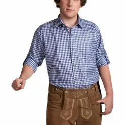 Camisa Tirolesa Azul Para Hombre