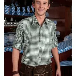 Camisa Tirolesa Verde Para Hombre