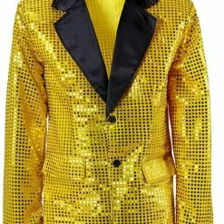 Chaqueta Años 70 Dorada De Lentejuelas Para Hombre