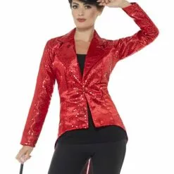 Chaqueta De Lentejuelas Roja Para Mujer