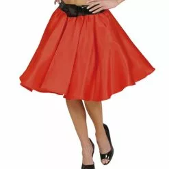 Falda De Satén Roja Con Enaguas Para Mujer