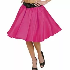 Falda De Satén Rosa Con Enaguas Para Mujer