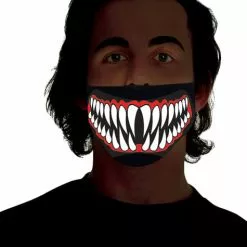 Media Máscara De Dientes Afilados Luminosa Para Adulto