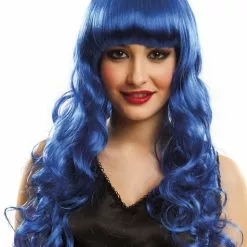 Peluca Azul Larga Para Mujer