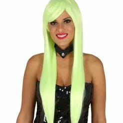 Peluca Con Flequillo Verde Neón Para Mujer