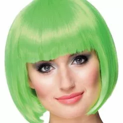 Peluca Verde Neón Corta Para Mujer