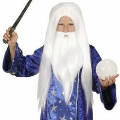 Peluca De Mago Merlín Con Barba Infantil