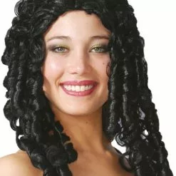 Peluca De Tirabuzones Largos Negra