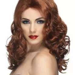Peluca Elegante Ondulada Castaña Para Mujer
