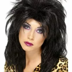 Peluca Años 80 Negra Para Mujer