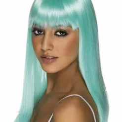 Peluca Glamour Azul Con Flequillo