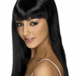 Peluca Glamourama Negra Con Flequillo