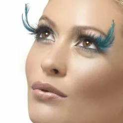 Pestañas Con Plumas Color Turquesa