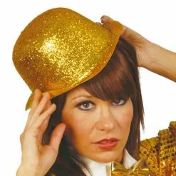 Sombrero Bombín De Escarcha Oro