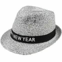 Sombrero Plateado Happy New Year Para Adulto