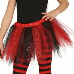 Tutú Rojo Y Negro Con Brillantina Para Niña